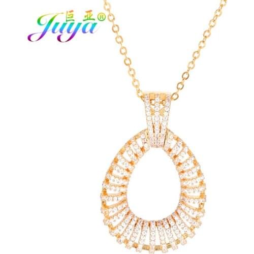 Juya Dropshipping Jewelry Necklace Micro Pave Zircon Water Drop Pendant Necklaces For Women Girls Handmade Sweater Necklace