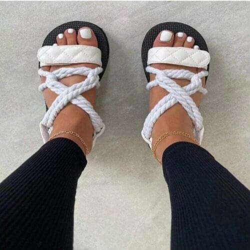 2021 Hemp Shoes Woman Sandalie Gladiator Velcro Sandals Women High Quality Ladies Sandals Summer Platform Sandalias De Muje