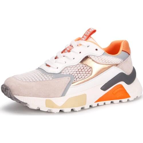 Women Sneakers Flat Platform shoes Cow Leather spring fashion Reflective Breathable Thick bottom Ladies Shoes