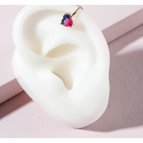 LUNA CHIAO Heart Shape Cubic Zirconia Cuff Earrings - Women Ear Cuffs