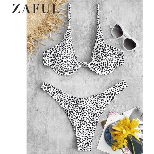 ZAFUL Padded Printed Underwire Bikini Set