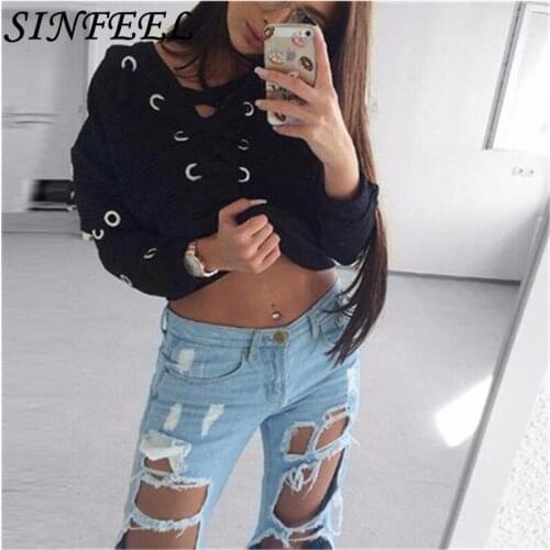 SINFEEL Tracksuit Women Sexy Harajuku Hoodies Short Pullover Jumper Long Sleeve Crop Tops Bandage Sweatshirts clothes sudadera