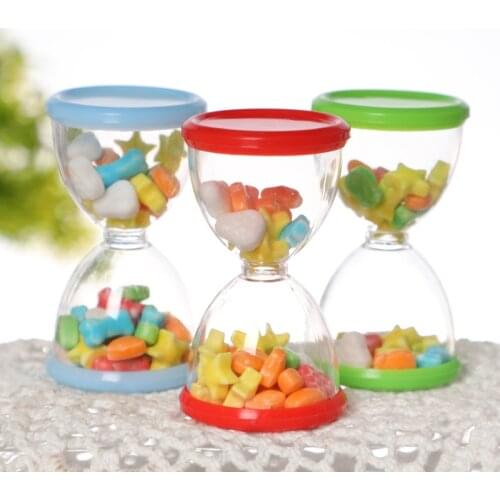 10pcs Creative Sand Clock Shaped Candy Box Plastic Transparent Snack Packaging Storage Container for Wedding Baby Shower