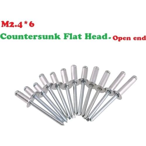 1000PCS/Lot Aluminum alloy M2.4*6 2.4X6MMCountersunk flat head pop rivets open end round head decoration rivets metal fastners