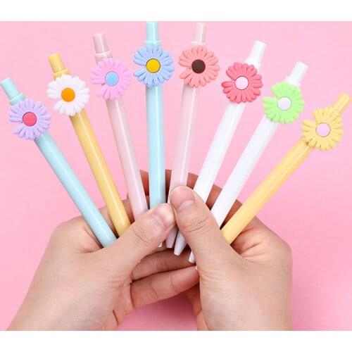 24 PCs Korean Daisy Gel Pens Cute Girls Heart Flower Pen Student School Office Supplies Learning Stationery Wholesale