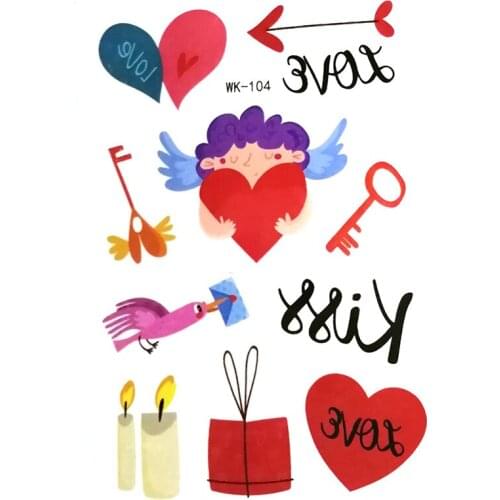 30Pcs/lot Cute Stickers Children Cartoon Heart Temporary Tattoos Sticker Fashion Waterproof Girls Kids Boys