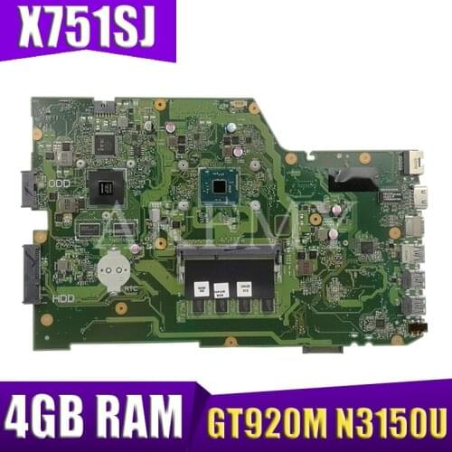 AKEMY X751SJ original mainboard for ASUS X751S X751SJ X751SV A751S K751S with GT920M N3150U 4GB RAM Laptop motherboard
