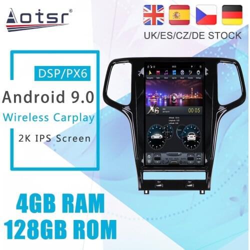 Android 9 128G PX6 Tesla Styel For Jeep Grand Cheroke WK2 2010 - 2019 Auto Radio Stereo Car Multimedia Player DVD GPS Navigation