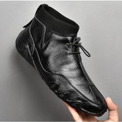 Large Size Casual High-Top Shoes Mens Leather Peas Shoes Mens Casual Leather Shoes Mens Foot Martin Boots Mens Octopus