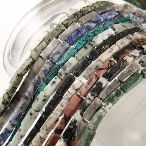 Natural Stone Multicolor Square Tube Howlite Jaspers Beads for Jewelry Making DIY Bracelet Necklace 4x13mm Charm Accessories