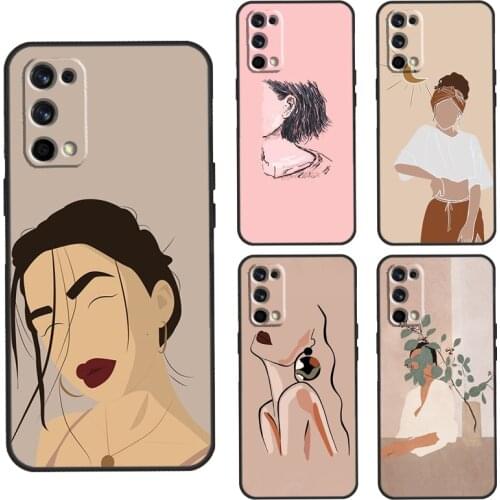Abstract Fashion Girl Minimalist Art Case For Realme C3 C11 C15 GT Neo Q3 6 7 8 Pro Cover For OnePlus 8 Pro 8T Nord 9 Pro Shell