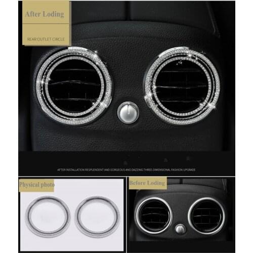 JanDeNing For Car Special Rear Air Conditioner Outlet decorative Sticker With Diamond for For 2015-2019 Mercedes C Class/GLC