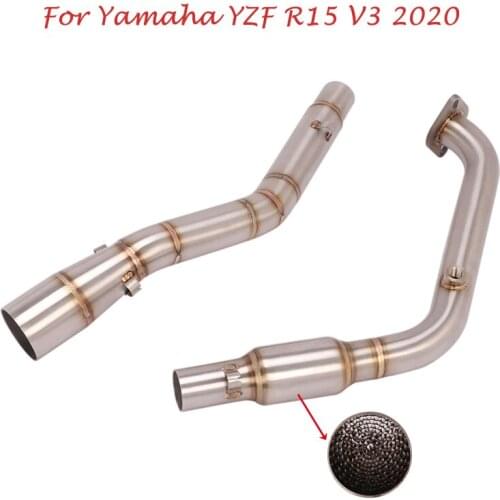 For Yamaha YZF R15 V3 2020 Motorcycle Exhaust Front Header Link Pipe with Catalyst to 51mm Muffler Tube