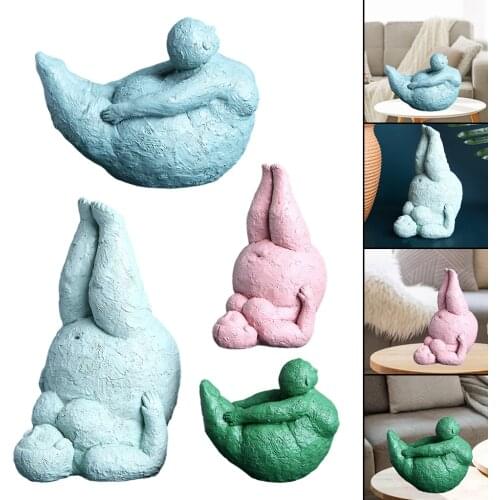 Home Decor Abstract Fat Lady Figurines Resin Art Woman Sculpture Tabletop Souvenirs Resin Sculpture Yoga Poses Resin