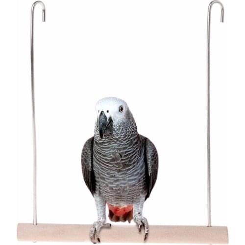 Natural Wooden Birds Parrots Perch Hanging Toy Hammock Swing Cage Pendant Toys Stand Holder Bird Supplies S/L Size C42