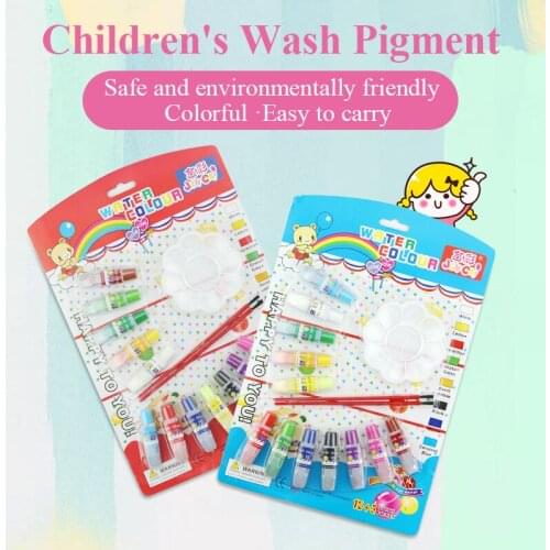 Jincai 12+3 DIY Gouache Watercolor Paint Washable Paint Pigment With Palette Brush 12 Colors Non-Toxic Kids Graffiti Supplies