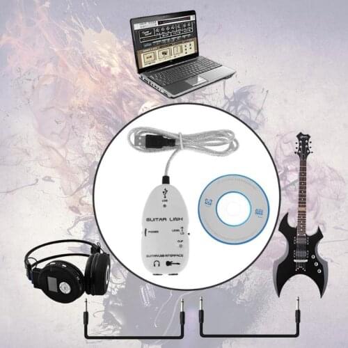 ALLOYSEED Guitar to USB Sound Player Sound Card Effector Interface Guita Link Audio Cable cord line wire Adapter for PC computer