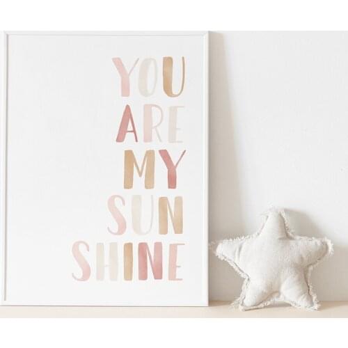 Nursery Canvas Painting You Are My Sunshine Quote Posters and Prints Nordic Minimalist Art Wall Picture for Room Home Decoration