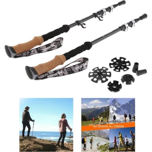 2pcs 3-section Telescopic Trekking Pole Carbon Fiber Foldable Walking Sticks Canes For Beginners Experts Children Teens Adults