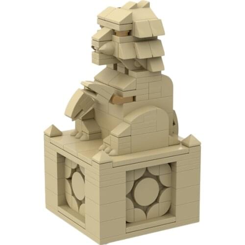 Moc Blocks Creative Street Chinas Wind Brick Building The Lion Statues Assembling Model Kids Education Blocks Children Toy Gift