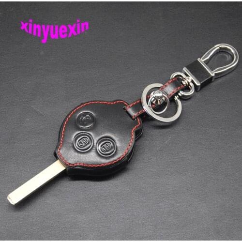 Xinyuexin Leather Car Key Cover Fob Case For Benz Smart Coupe Roadster Fortwo Forfour Remote Key Jacket Car-stying With Keychain