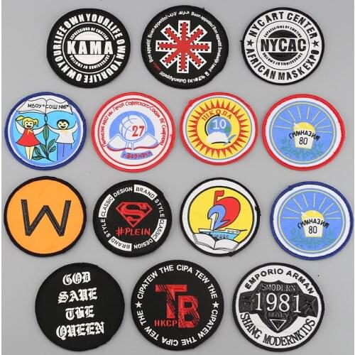 20pcs/lot Round Embroidery Letter Patches Clothing Accessories Bag Shoes Hat Biker Decorations Heat Iron Transfer