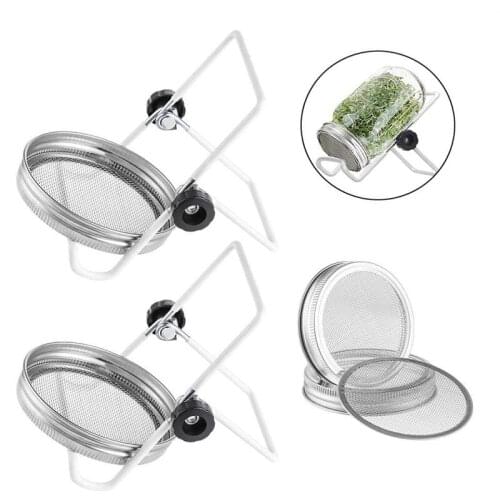 Stainless Steel Sprouting Jar Lids Mesh Strainer Seed Germination Lid Kit For Wide Mouth Mason Jar Sprout Growing Accessories
