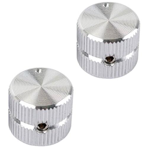 2Pcs Guitar Dome Tone Knobs Metal Silver Volume Control Switch Cap Screw Type for Electric Guitar Bass Parts Accessories