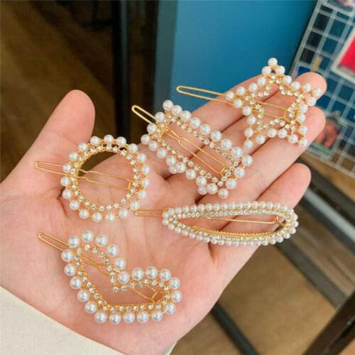 Fashion Hair Pearl Clip Accessories Hairpin Stick Crystal Barrette Women