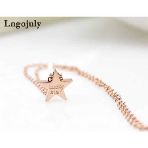 Fashion Women Necklaces Titanium Steel Lucky Star Pendant Necklaces For Women Gril Engagement Party Necklace Jewelry Gift