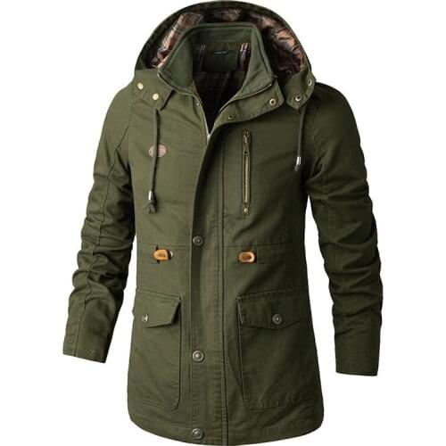 Mens Windbreaker Hooded Pocket Solid Color Jacket Windbreaker Business Casual Jacket Windbreaker Mid-length Jacket 5XL