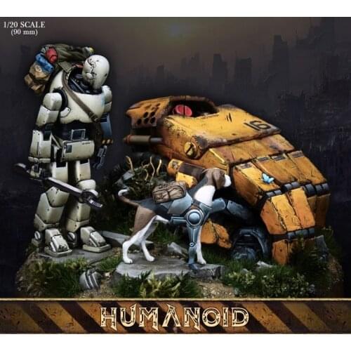 Resin assembly Kits 1/20 90mm Humanoid character and dog 90mm Unpainted Kit Resin Model Free Shipping