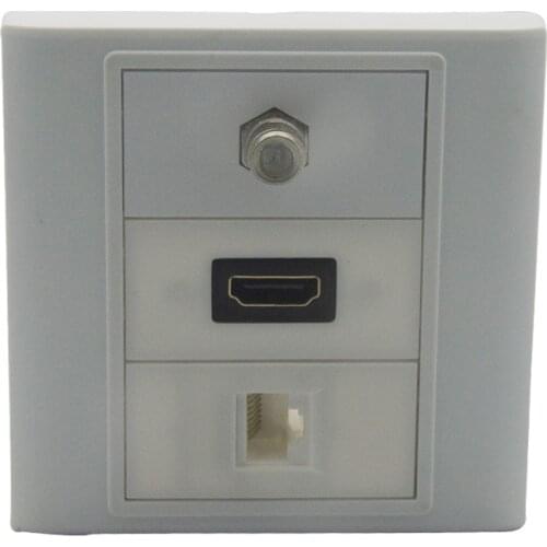 HDMI, CAT6, F Head TV wall plate with back female to female connector support customer design