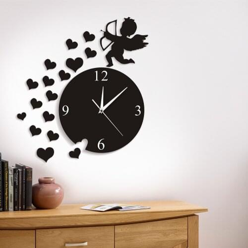 Cupid Arrows Hearts Cherub Angel Wall Clock Fly Cupid Love Angel Modern Design Home Decor A Wall Watch Time Clock