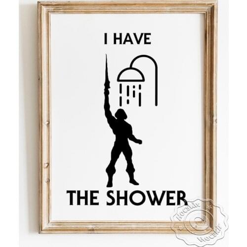 Funny Humor Toilet Sign Canvas Painting Poster, Black White Minimalism Wall Stickers, Restroom Shower Pattern Prints Home Decor