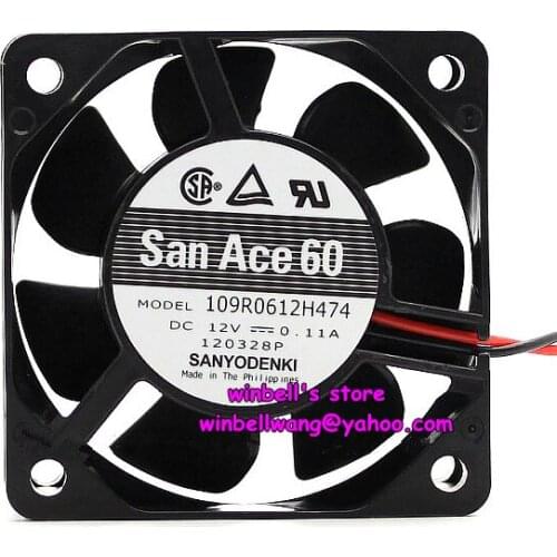 Original JAPAN San Ace60 6025 6cm cooling fan 109R0612H474 12V 0.11A 2wires