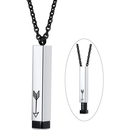 Personalized Secret Hidden Message Bar Necklace for Women, Stainless Steel Charm Pendant, Anniversary Birthday Girlfriend Wife