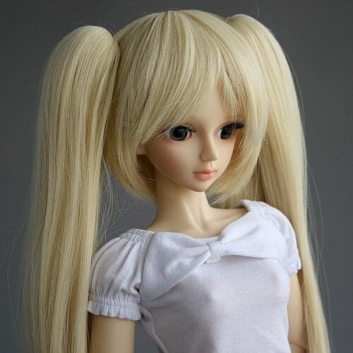 [wamami] Blonde Pigtail Snap-On Amphibious Wig For 1/3 SD DOD BJD Dollfie 8"-9"