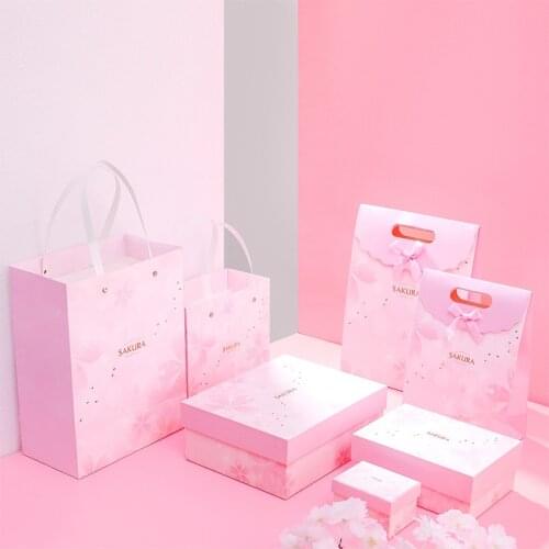 Pink cherry blossom gift boxes to rectangular top-grade cover box small and pure and fresh Valentines Day packaging gift box