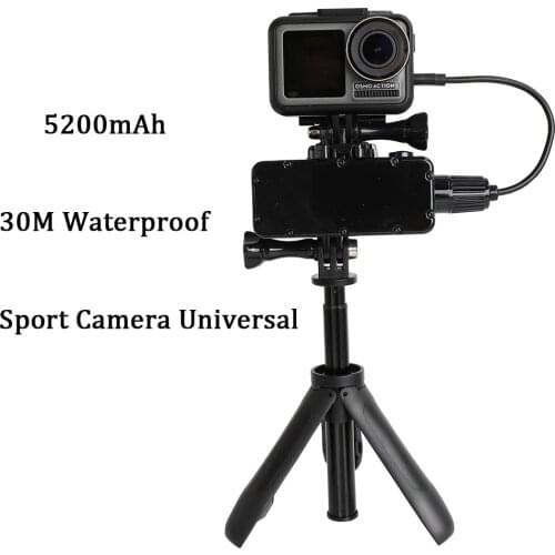 Power Bank 5200mAh Portable Charger External Waterproof Battery Bank for GoPro SJCAM EKEN Xiaoyi Yi DJI Osmo Action Sport Camera