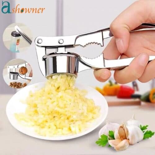 Stainless Steel Garlic Press Crusher Ginger Squeezer Masher Manual Crusher Garlic Mincer Tools Kitchen Cooking Accessories