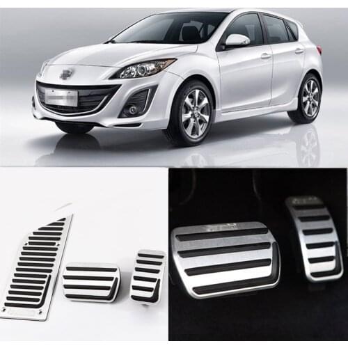 Savanini Brand New 3pcs Aluminium Non Slip Foot Rest Fuel Gas Brake Pedal Cover For Mazda 3 2011-2015 AT