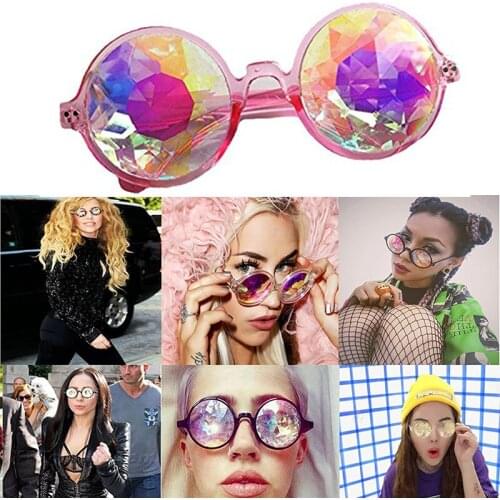 SAYFUT Geometric Prism Kaleidoscope Rainbow Glasses Crystal Prism Diffraction Glasses Steampunk Welding Punk Gothic Cosplay