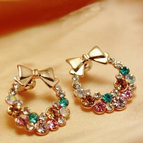 2021 Brinco Earings Earing Bowknot Edition Accessories Delicate Super Flash Colorful Bright Stud Earrings Wholesale Bow