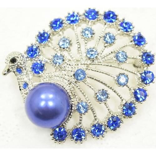 Blue Rhinestone Pin brooches Peacock Fashion brooch C930 B