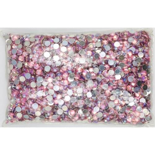 Light Pink AB Color 1.5~10mm Flat Back Round Acrylic Rhinestones Beads / Stones ,3D Acrylic Nail Art / Garment Decoration