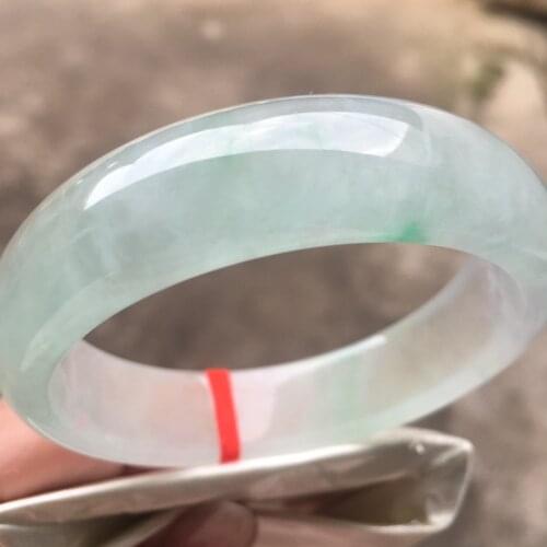 Only One!56.7MM Certified (Grade A)100% Natural Green Jadeite JADE Bracelet Women Bangle