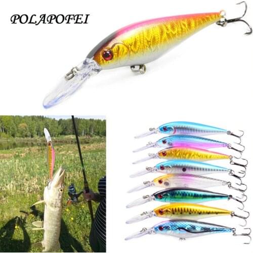 8pcs Wobbler Fishing Fish Lure Minnow Pike Salmon Artificial Bait Hook Fly Sea Fishing Accessories Tackle Kosadaka 10cm 10g E11