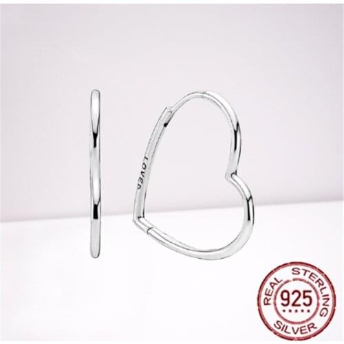 New 925 Sterling Silver Asymmetric Heart Shape Ladies Earrings Simple Fashion Women Earrings Party 2021 S925 Gift Brithday 2021