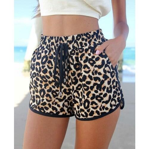 European and American Popular Beach Leopard Lace-Up Womens Sexy Shorts